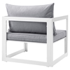 Fortuna Outdoor Patio Armchair - White Frame, Gray Cushion - EEI-1517-WHI-GRY