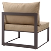 Fortuna Armless Outdoor Patio Chair - Brown Frame, Mocha Cushion - EEI-1520-BRN-MOC