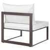 Fortuna Armless Outdoor Patio Chair - Brown Frame, White Cushion - EEI-1520-BRN-WHI