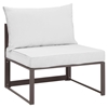 Fortuna Armless Outdoor Patio Chair - Brown Frame, White Cushion - EEI-1520-BRN-WHI