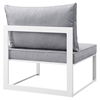 Fortuna Armless Outdoor Patio Chair - White Frame, Gray Cushion - EEI-1520-WHI-GRY