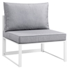 Fortuna Armless Outdoor Patio Chair - White Frame, Gray Cushion - EEI-1520-WHI-GRY