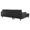 Empress Left Facing Bonded Leather Sectional Sofa - Button Tufted, Black - EEI-1548-BLK