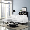 Empress Left Facing Bonded Leather Sectional Sofa - Button Tufted, White - EEI-1548-WHI