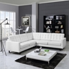 Empress 3 Pieces Bonded Leather Sectional Sofa - Button Tufted, White - EEI-1549-WHI