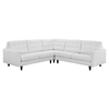 Empress 3 Pieces Bonded Leather Sectional Sofa - Button Tufted, White - EEI-1549-WHI