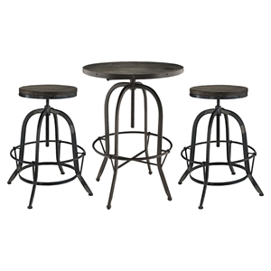 Gather 3 Pieces Dining Set - Backless, Black 