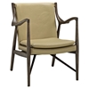 Makeshift Leather Lounge Chair - Walnut, Tan - EEI-1663-WAL-TAN