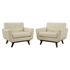 Engage Leather Armchair - Tufted, Beige (Set of 2) - EEI-1665-BEI-SET