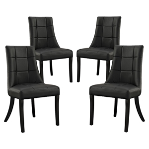 Noblesse Leatherette Dining Chair - Wood Legs, Black (Set of 4) 