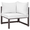 Fortuna 7 Pieces Patio Sectional Sofa Set - Brown Frame, White Cushion - EEI-1733-BRN-WHI-SET