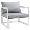 Fortuna 7 Pieces Patio Sectional Sofa Set - White Frame, Gray Cushion - EEI-1733-WHI-GRY-SET