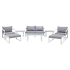 Fortuna 9 Pieces Outdoor Patio Sofa Set - White Frame, Gray Cushion - EEI-1719-WHI-GRY-SET