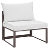 Fortuna 8 Pieces Outdoor Patio Sectional Set - Brown Frame, White Cushion - EEI-1735-BRN-WHI-SET