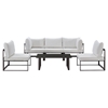 Fortuna 6 Pieces Patio Sofa Set - White Cushion, Brown Frame - EEI-1726-BRN-WHI-SET