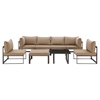 Fortuna 8 Pieces Patio Sectional Sofa Set - Brown Frame, Mocha Cushion - EEI-1728-BRN-MOC-SET