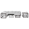 Fortuna 9 Pieces Patio Sectional Sofa Set - Brown Frame, White Cushion - EEI-1734-BRN-WHI-SET