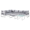 Fortuna 8 Pieces Outdoor Patio Sectional Set - White Frame, Gray Cushion - EEI-1735-WHI-GRY-SET