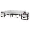 Fortuna 8 Pieces Patio Sectional Sofa Set - White Cushion, Brown Frame - EEI-1736-BRN-WHI-SET