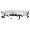Fortuna 7 Pieces Outdoor Patio Sectional Set - Brown Frame, White Cushion - EEI-1737-BRN-WHI-SET