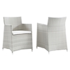 Junction Outdoor Patio Wicker Armchair - Gray Frame, White Cushion (Set of 2) - EEI-1738-GRY-WHI-SET