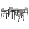 Maine 5 Pieces 40" Outdoor Patio Set - Brown, Gray - EEI-1745-BRN-GRY-SET