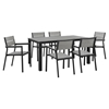 Maine 7 Pieces 63" Outdoor Patio Set - Brown, Gray - EEI-1749-BRN-GRY-SET
