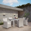 Junction 7 Pieces 80" Outdoor Patio Set - Gray Frame, White Cushion - EEI-1750-GRY-WHI-SET