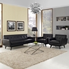 Engage 3 Pieces Tufted Leather Sofa Set - Black - EEI-1763-BLK-SET