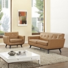 Engage 2 Pieces Tufted Leather Sofa Set - Tan - EEI-1765-TAN-SET