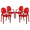 Casper Polycarbonate Dining Armchair - Red (Set of 4) - EEI-1769-RED