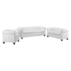 Earl 3 Pieces Faux Leather Sofa Set - White, Tufted - EEI-1771-WHI-SET