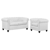 Earl 2 Pieces Faux Leather Sofa Set - White, Tufted - EEI-1773-WHI-SET