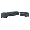 Earl 3 Pieces Fabric Sofa Set - Button Tufted, Gray - EEI-1776-GRY-SET