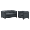 Earl 2 Pieces Fabric Sofa Set - Button Tufted, Gray - EEI-1777-GRY-SET