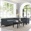 Earl 2 Pieces Sofa Set - Fabric, Gray, Button Tufted - EEI-1778-GRY-SET