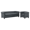 Earl 2 Pieces Sofa Set - Fabric, Gray, Button Tufted - EEI-1778-GRY-SET