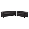 Earl 2 Pieces Leatherette Sofa Set - Button Tufted, Brown - EEI-1779-BRN-SET