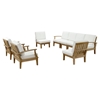 Marina 8 Pieces Outdoor Patio Teak Sofa Set - Natural White - EEI-1817-NAT-WHI-SET