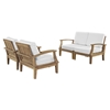 Marina 4 Pieces Outdoor Patio Teak Sofa Set - Natural White - EEI-1818-NAT-WHI-SET