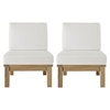 Marina 2 Pieces Outdoor Patio Teak Armless Chair - Natural White - EEI-1821-NAT-WHI-SET