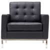 Loft Sitting Room Set - Eileen Gray Table, Leather Chairs, Black - EEI-859-BLK