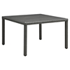 Sojourn 47" Outdoor Patio Dining Table - Square, Glass Top, Chocolate - EEI-1925-CHC