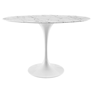 Lippa 48" Oval Artificial Marble Dining Table - White 