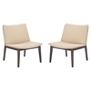 Evade Upholstery Lounge Chair - Walnut, Beige (Set of 2) - EEI-2025-WAL-BEI-SET