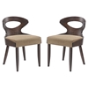 Transit Dining Side Chair - Wood Frame, Walnut, Latte (Set of 2) - EEI-2058-WAL-LAT-SET