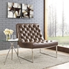 Ibiza Memory Foam Lounge Chair - Button Tufted, Leatherette, Brown - EEI-2089-BRN