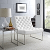 Ibiza Memory Foam Lounge Chair - Button Tufted, Leatherette, White - EEI-2089-WHI