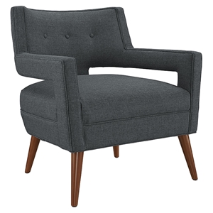 Sheer Fabric Armchair - Button Tufted, Gray 