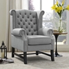 Steer Nailhead Fabric Armchair - Button Tufted, Light Gray - EEI-2150-LGR